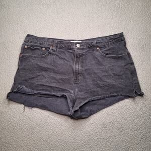 Abercrombie & Fitch Shorts 34 18 Black Denim The Mom Short High Rise Cutoff Boho